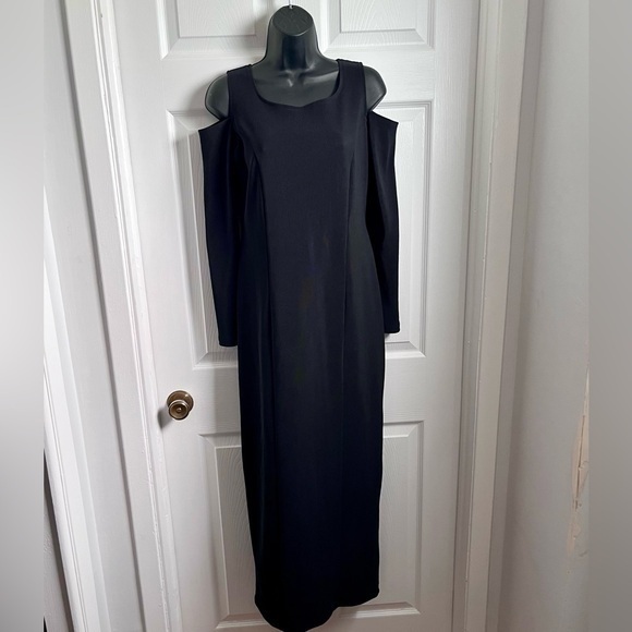 Yessica Dresses & Skirts - Vintage Yessica Dress Cutout shoulder Black Maxi Women Small fitted cocktail